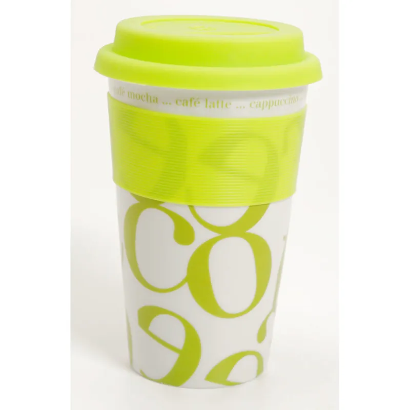 Waechtersbach Coffee-Script-Collage 12oz Travel Mug in Green