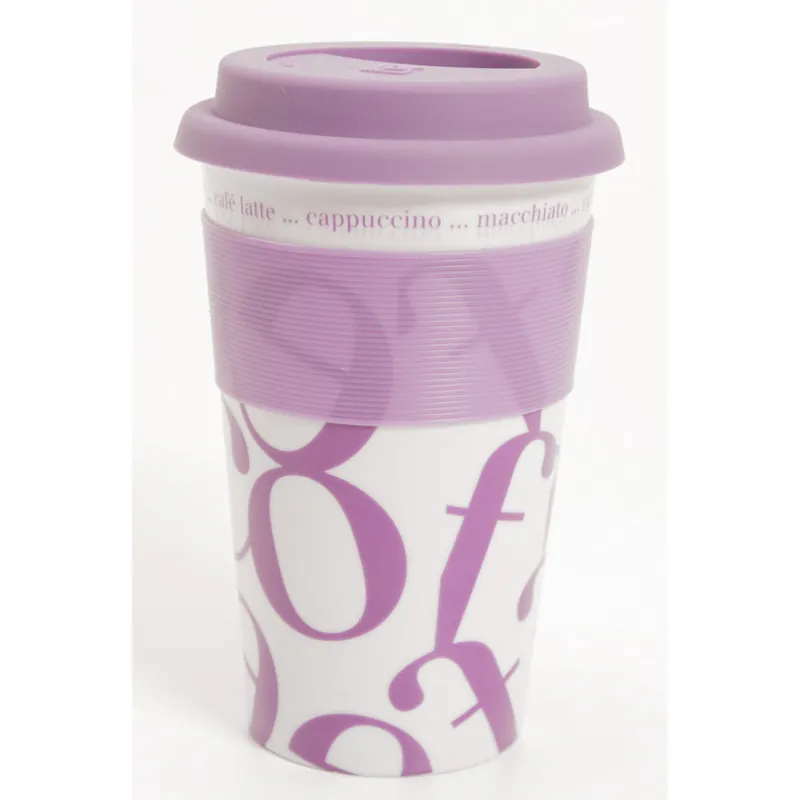 Waechtersbach Coffee-Script-Collage 12oz Travel Mug in Purple