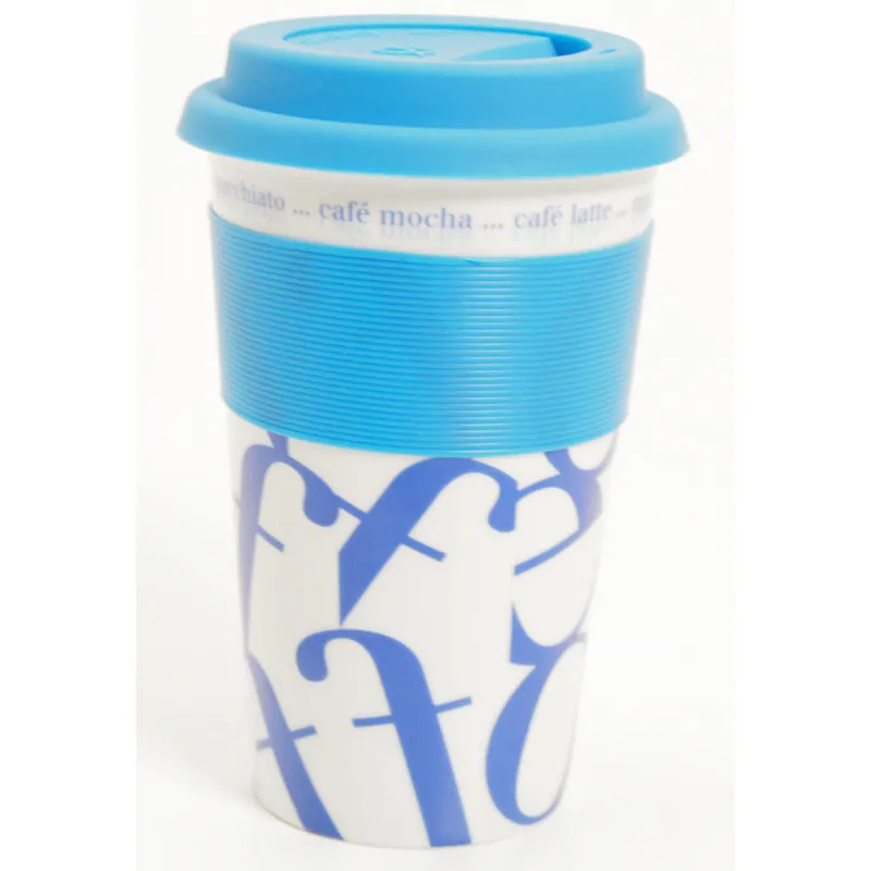 Waechtersbach Coffee-Script-Collage 12oz Travel Mug in Blue