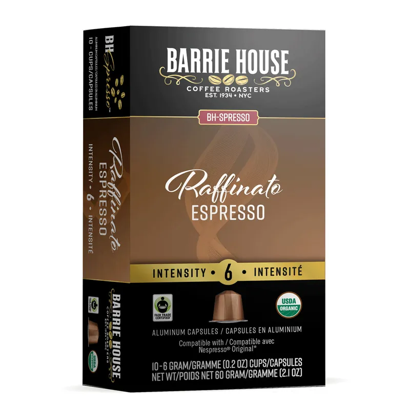 Barrie House Raffinato Fair Trade Organic Espresso Capsules 10ct