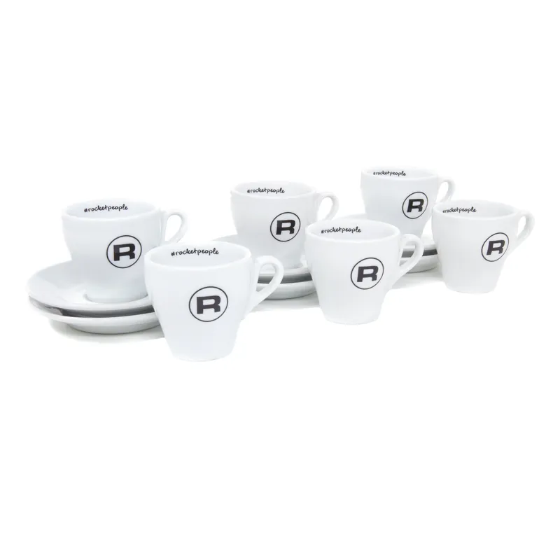 Rocket Espresso 6 Piece Flat White Cup and Saucer Set - White