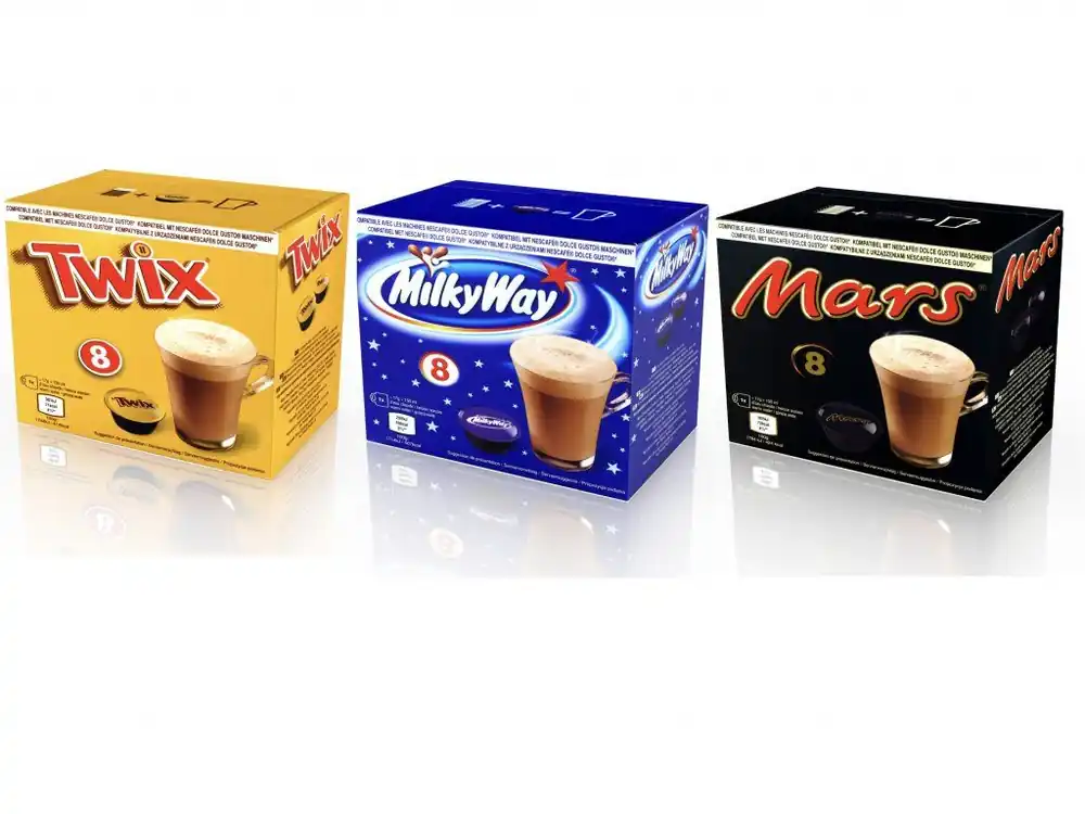 Package of Chocolate Drinks Mars, Twix, Milky Way to Dolce Gusto 24 capsules