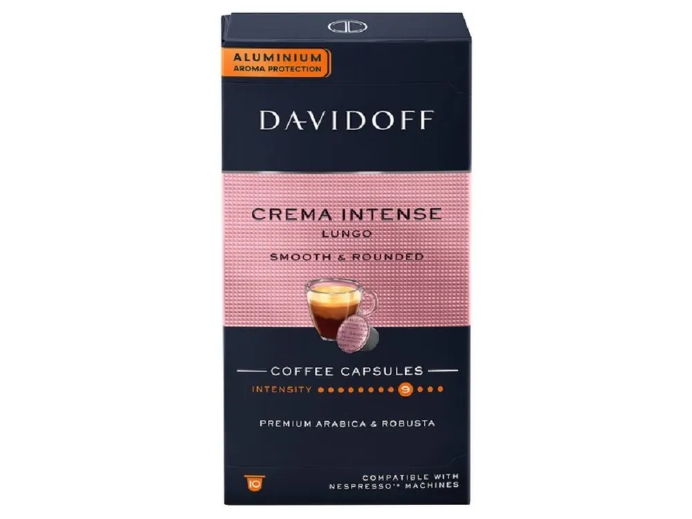 Davidoff Crema Intense Lungo aluminum capsules for Nespresso 10 pcs