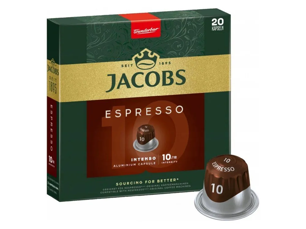 Jacobs Espresso 10 Intenso 20 aluminum capsules compatible with Nespresso® coffee machines
