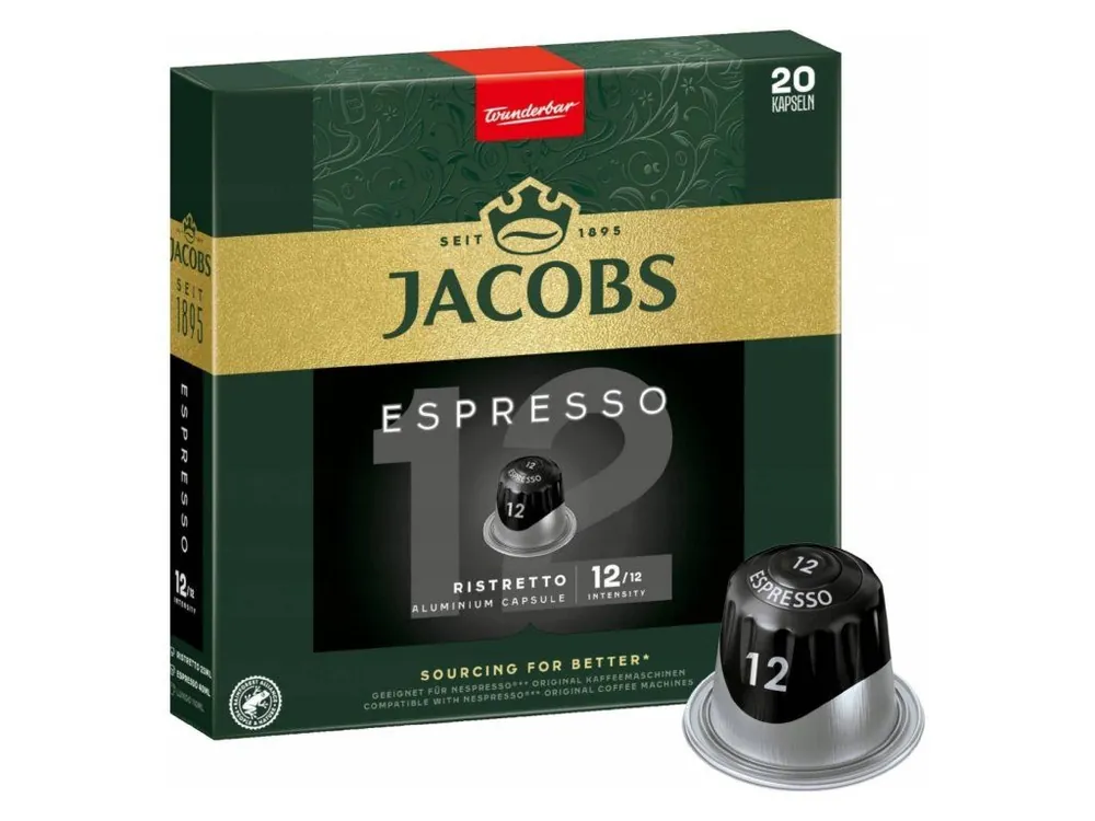 Jacobs Espresso 12 Ristretto 20 aluminum capsules compatible with Nespresso® coffee machines