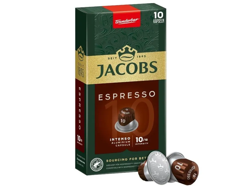 JACOBS Espresso Intenso Intensity 10 - 10 aluminum capsules compatible with Nespresso® coffee machines*