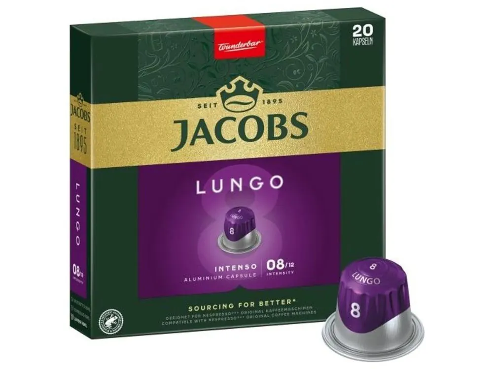 JACOBS Lungo Intenso aluminum coffee capsules for Nespresso® 20 pcs