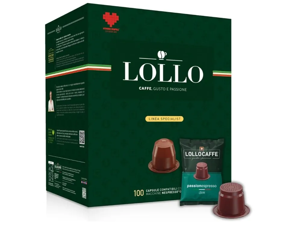 Coffee capsules Lollo caffé Deca Espresso decaffeinated for NESPRESSO® 100 pieces