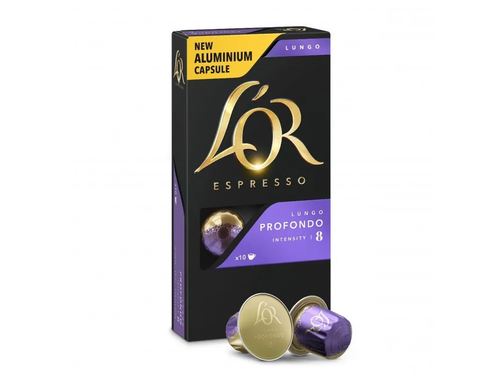 L´OR Lungo Profondo Intensity 8 - 10 aluminum capsules compatible with Nespresso® coffee machines*
