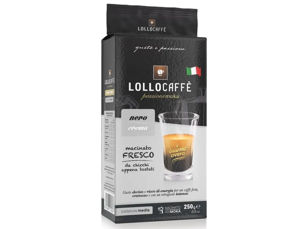 Ground coffee Lollo Caffe Espresso NERO Macinato 250g