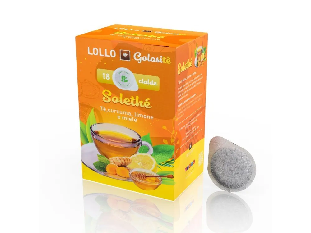 Soluble drink Tea Solethe Turmeric Lemon and honey ESE pods Lollo Caffe 18 pcs