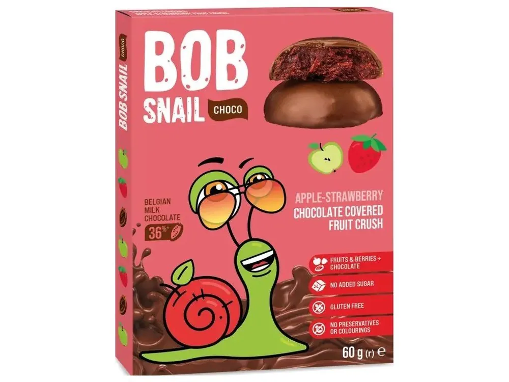 Snail BOB apple-strawberry in chocolate 60 g