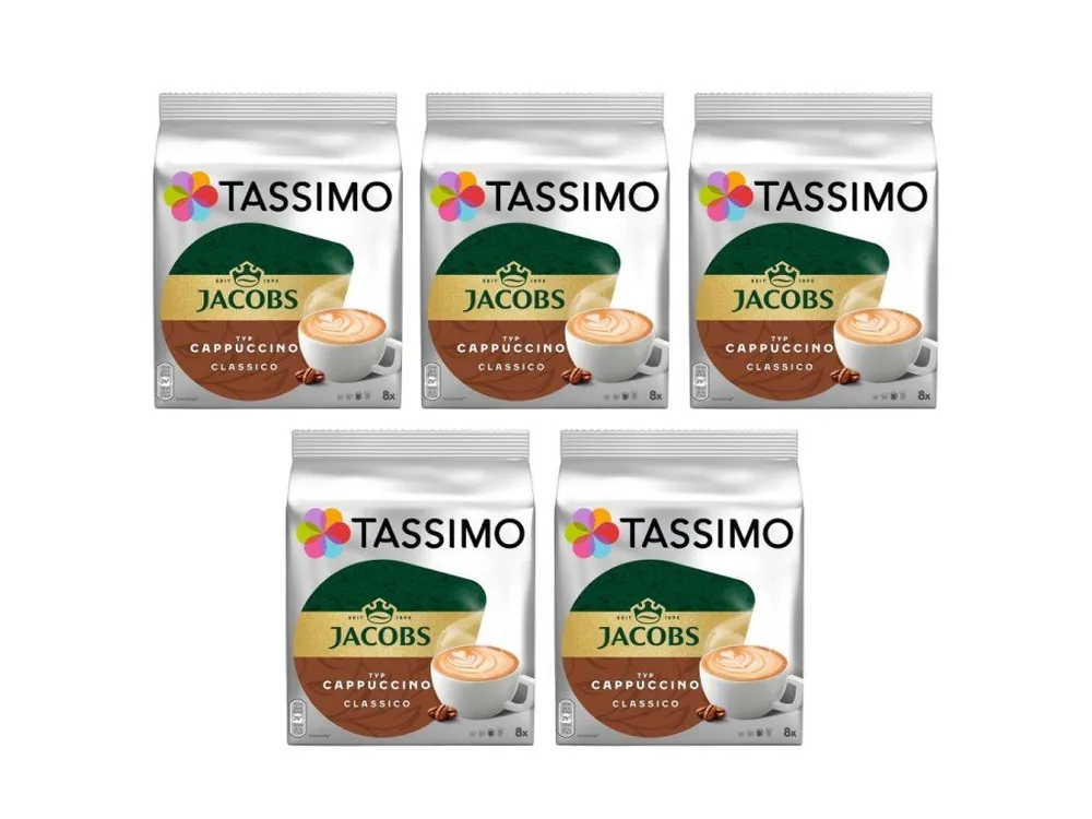 Tassimo Cappuccino 16 capsules (8 drinks) carton 5 packs