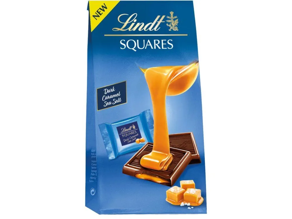 LINDT Square Dark Caramel Sea Salt 144 g