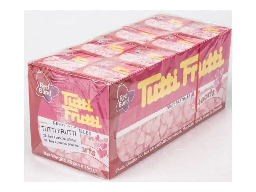 Red Band Tutti Frutti Hearts jelly lozenges with fruit flavor 48/15g