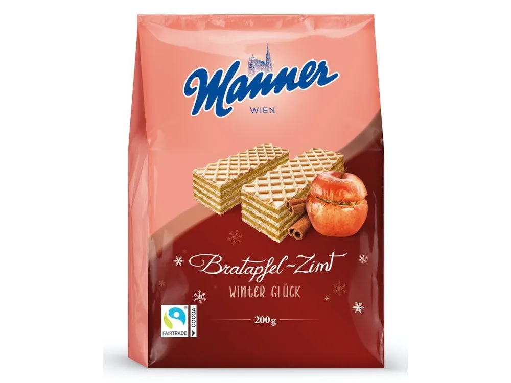 Manner crispy wafers Winterwaffel Bratapfel Zimt 185g