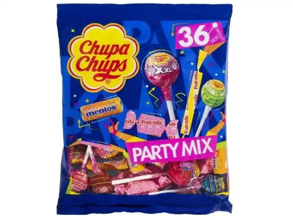 Chupa Chups Party Mix lollipops and mixed caramel with fruit flavor 36 pieces 400g