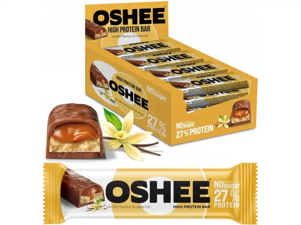 Oshee Protein bar vanilla & caramel carton 49 gx 12 pcs
