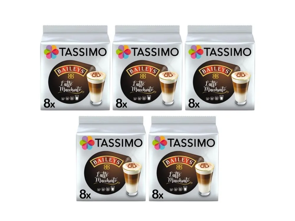Tassimo Jacobs Baileys Latte Macchiato 16 pieces (8 drinks) carton 5 packs