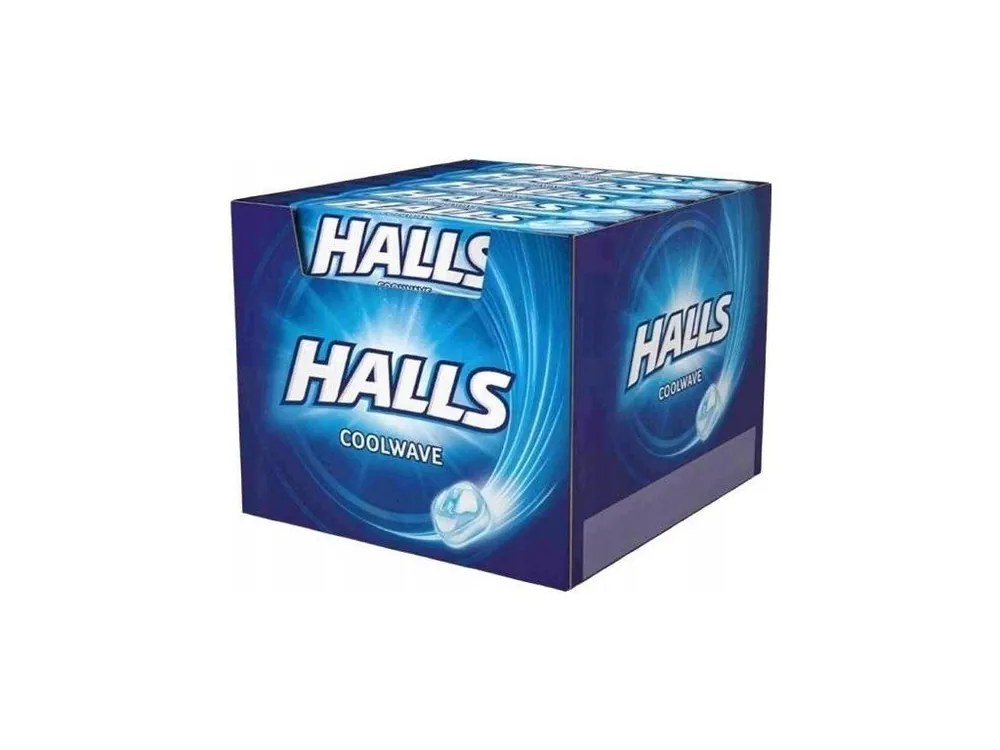 Halls COOLWAVE mint candies carton 20 x 33.5 g