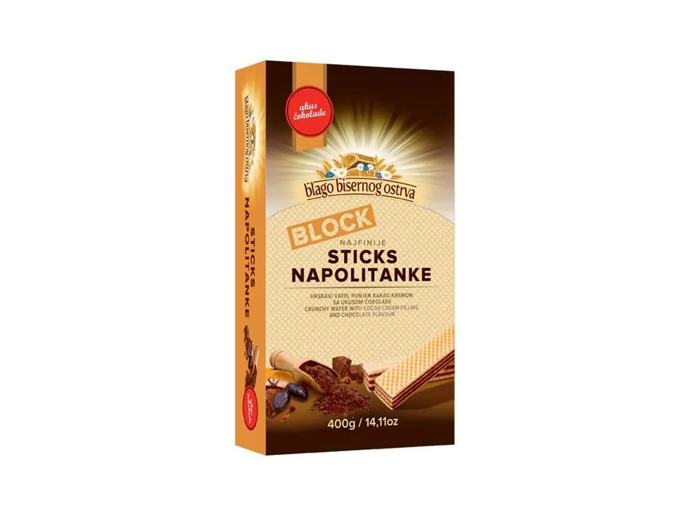 Block Neapolitan cocoa wafers 400g