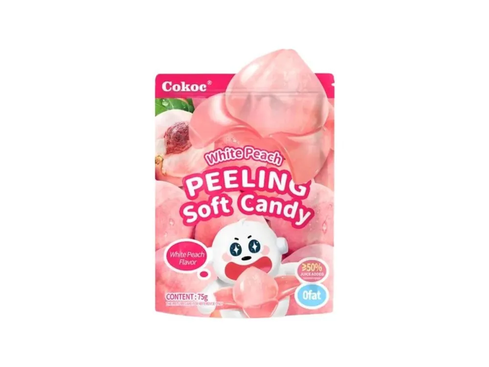Cokoc filled gummy candies with white peach flavor 75g