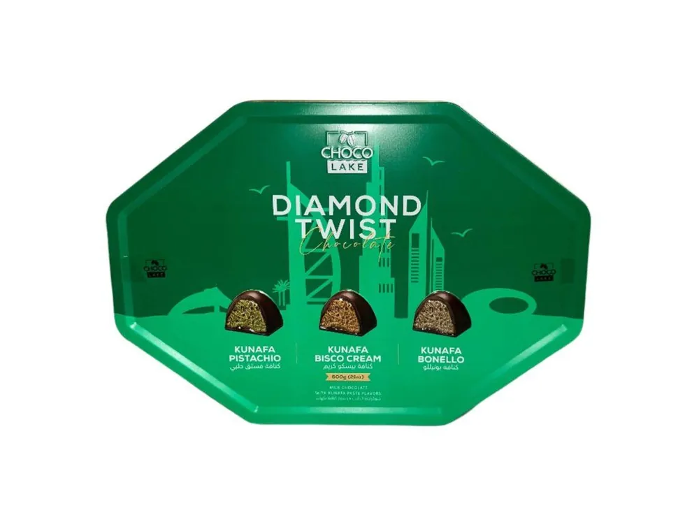 Choco Lake Diamond Twist Chocolate Kunafa & Pistachio – milk chocolate pralines with filling 600g