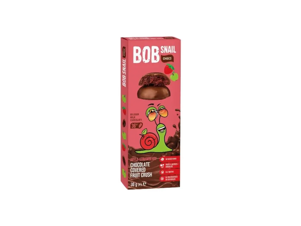 Snail Bob Fruit treat in milk chocolate apple and strawberry 30 g