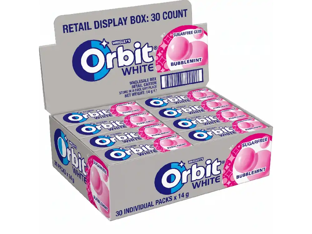 Wrigley‘s Orbit White Bubblemint Sugarfree Chewing Gum 30 pieces x 14g Carton