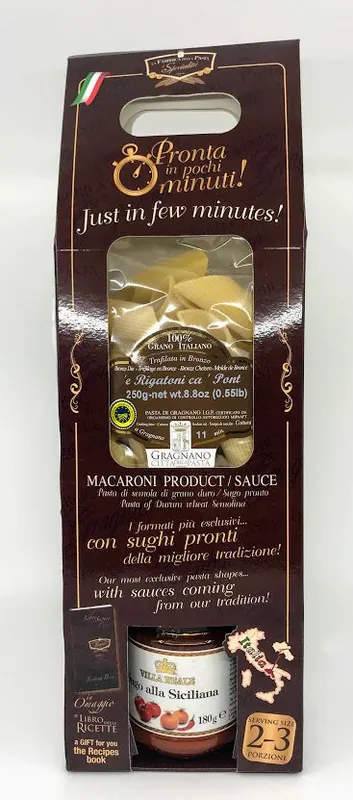 La Fabbrica Della Pasta - Le Specialita‘ - ‘e Rigatoni ca ‘Pont & Sugo alla Siciliana - 250g (8.8 oz) and 180g