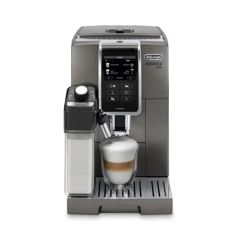Delonghi Dinamica Plus, Smart Coffee & Espresso Machine with Coffee Link Connectivity App + Automatic Milk Frother, Titanium - ECAM37095TI