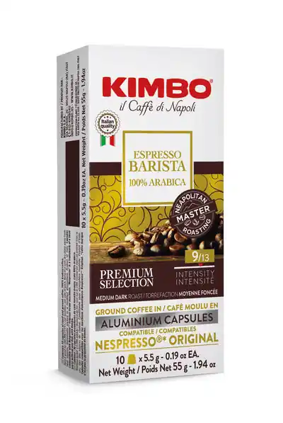 Kimbo Barista 100% Arabica ( 9) - Espresso Capsules - 10 Capsules ( Aluminum) - Compatible with Nespresso® Machines