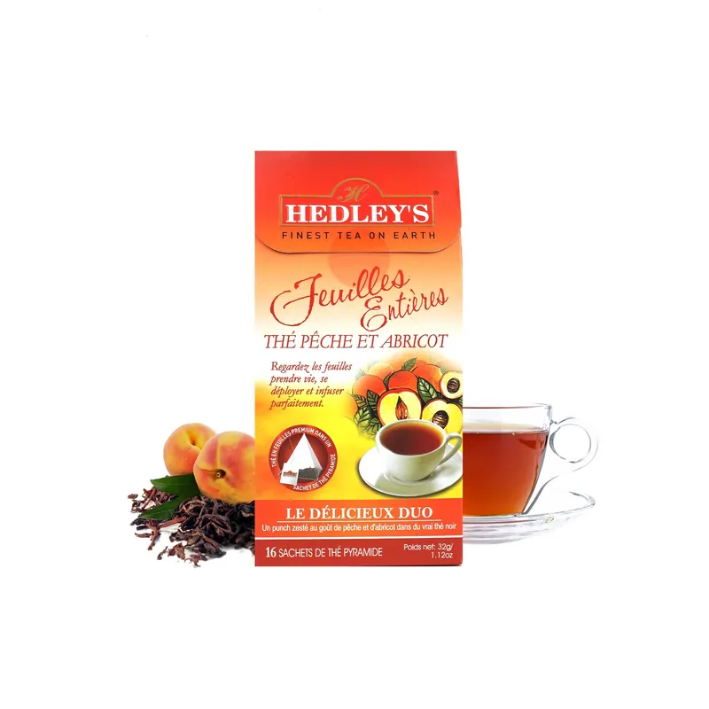 Hedley‘s Full Leaf Peach Apricot Tea - 16 Pyramid Tea Bags