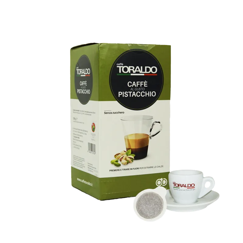 Caffe Toraldo - E.S.E. Pods - Pistachio Flavored Coffee - Single Serve Compostable Pods