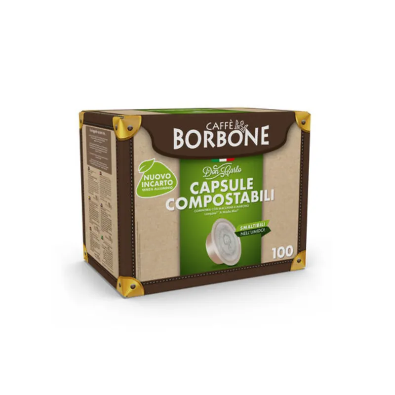 100 Capsule Caffè Compostabili Borbone Don Carlo Compatibili con Macchine Lavazza A Modo Mio