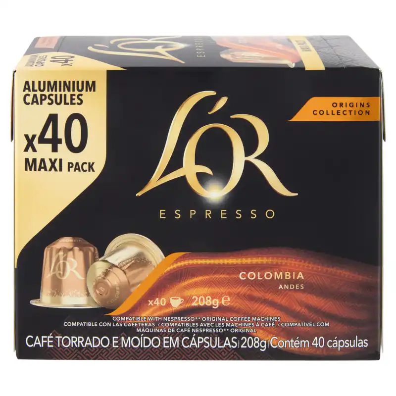 40 Capsule Caffè Alluminio L‘Or Espresso Compatibili con Macchine Nespresso