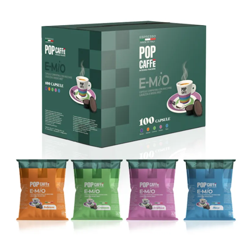 100 Capsule Caffè Pop Caffè E-Mio Compatibili con Macchine Lavazza A Modo Mio