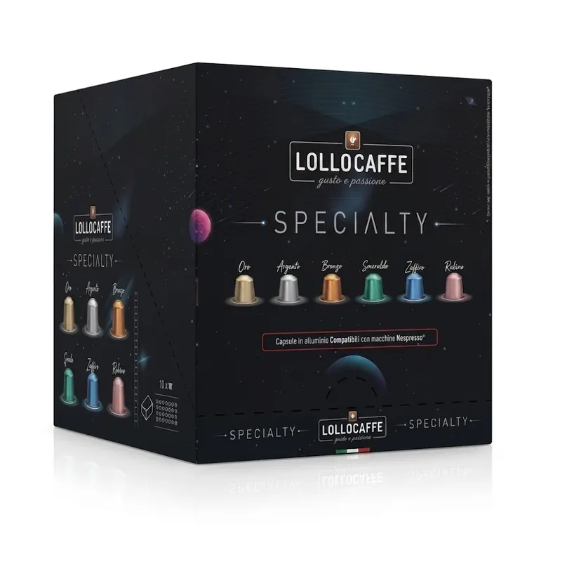 100 Capsule Caffè Lollo in Alluminio Compatibili con Macchine Nespresso (10x10pz)