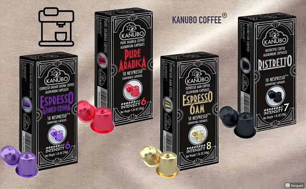 Kanubo Espresso Variety Pack - 100 aluminum capsules