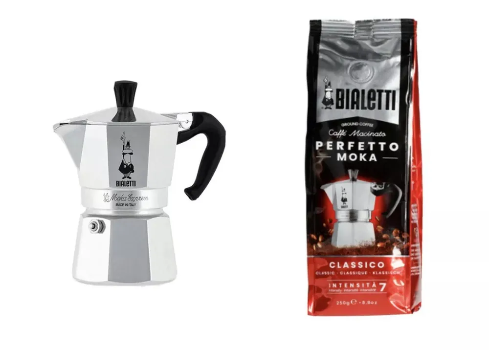 Bialetti Moka Express 3-Cup & Bialetti Moka Classico Perfetto Coffee 🇮🇹