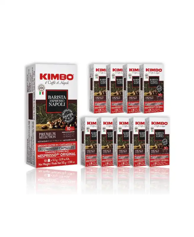 Kimbo Barista Napoli Espresso Aluminium Capsules, Nespresso Compatible Smooth & Rich Italian Espresso Medium Dark Roast, 100 Count