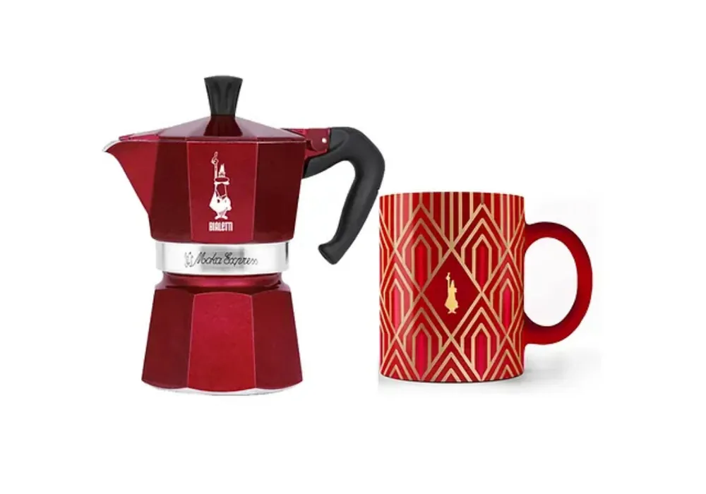 Bialetti Moka Express – Limited Edition “Deco Glamour Collection” 3 cup Moka Express Red & Deco Bialetti Mug