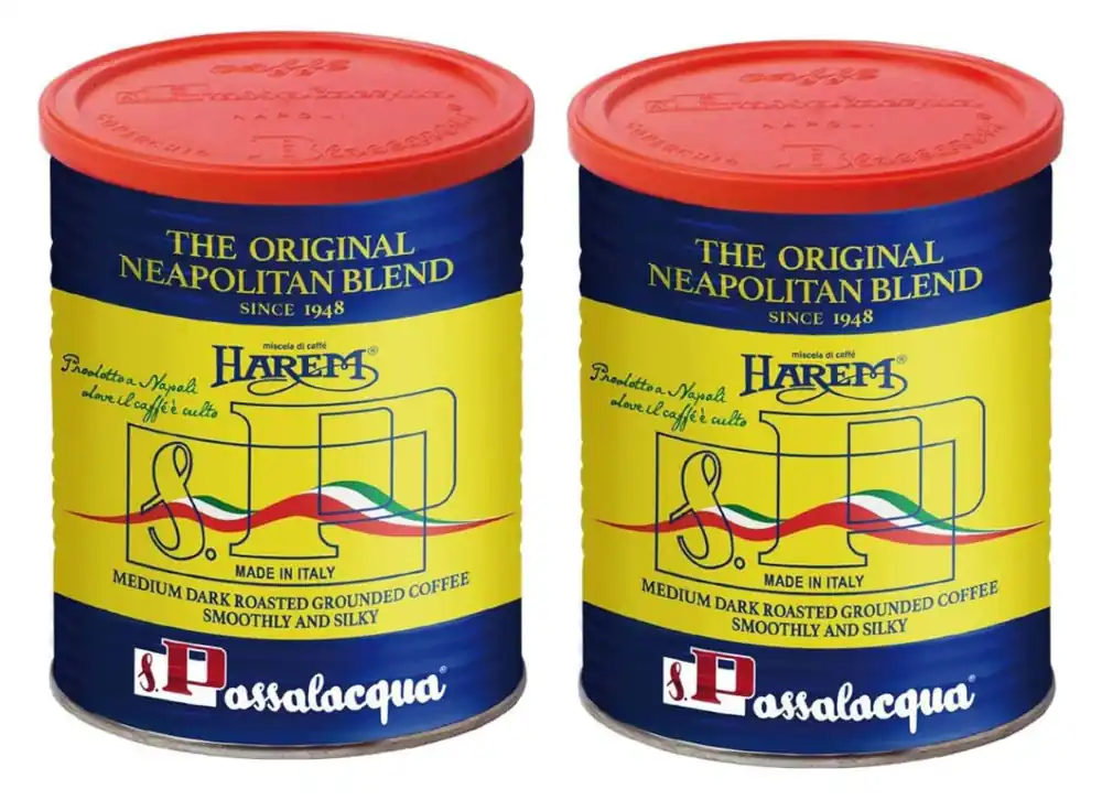 Passalacqua Harem Ground Coffee - 100% Arabica Premium Medium Roast (250g) x 2 Cans