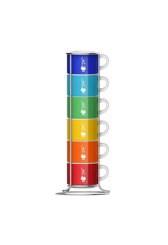 Bialetti, 6 Stacking Cups Color with Holding tower included