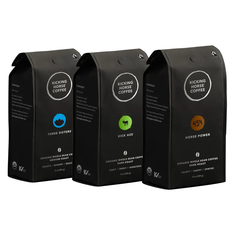 Kicking Horse Coffee Whole Bean Variety Pack (Pack of 3 Flavors)
