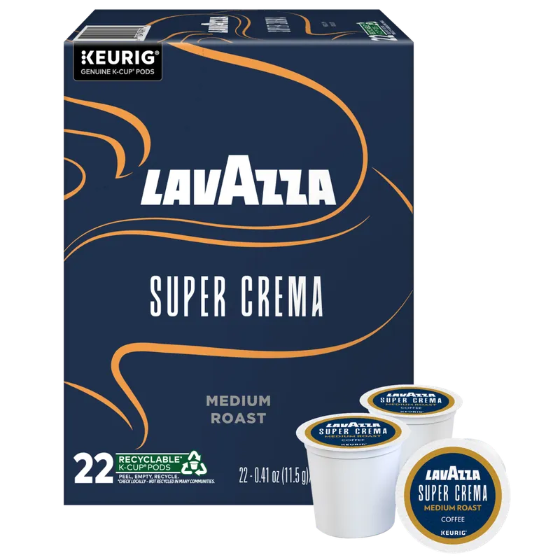 Lavazza Super Crema Single-Serve Coffee K-Cup® Pods for Keurig® Brewer (22 Pods)