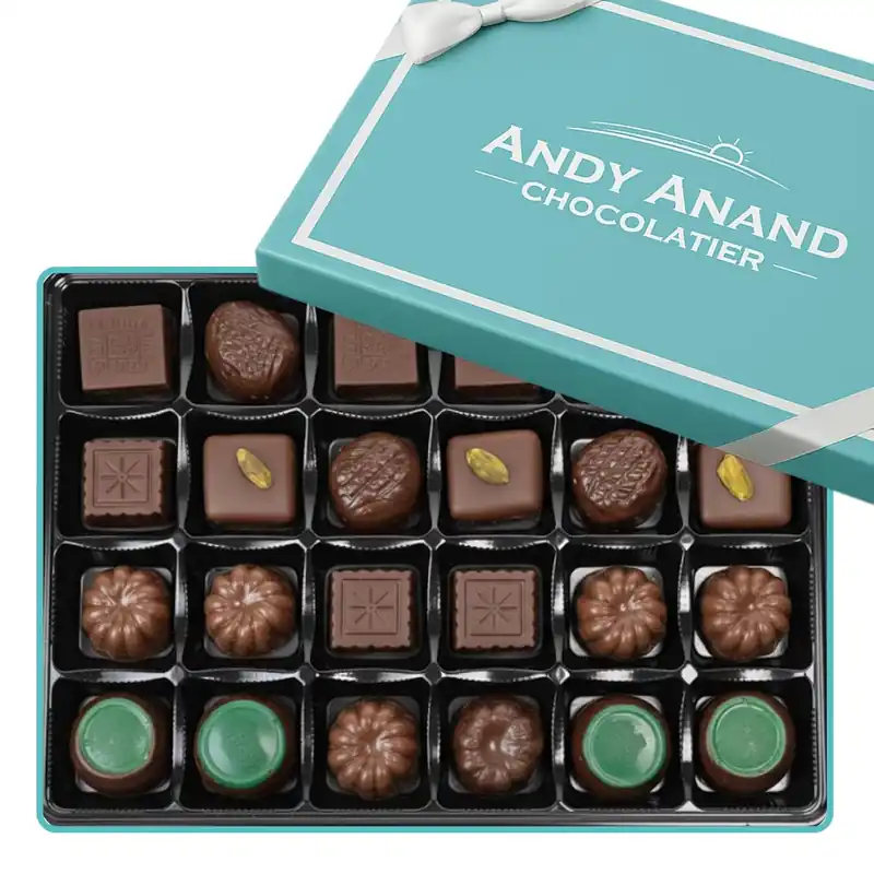 Luxe Praline Collection ~ 24 Pc. Dark Chocolate Truffle Gift Box ~ by Andy Anand