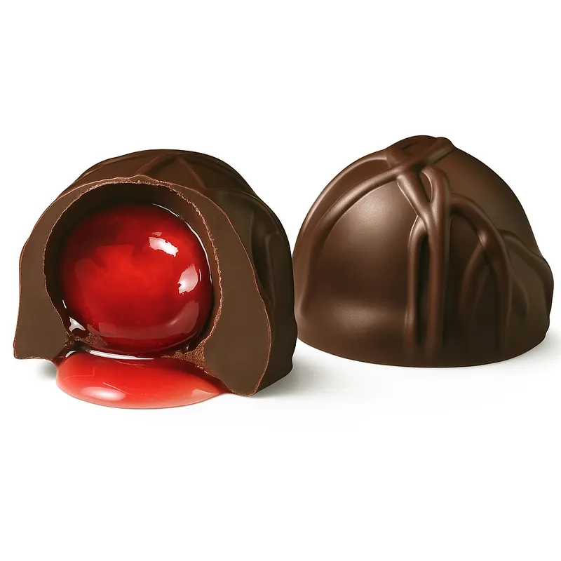 Andy Anand Dark Chocolate Covered Cherry Cordials Gift Box 24 Pcs, Vegan, 60% chocolate (cocoa butter)