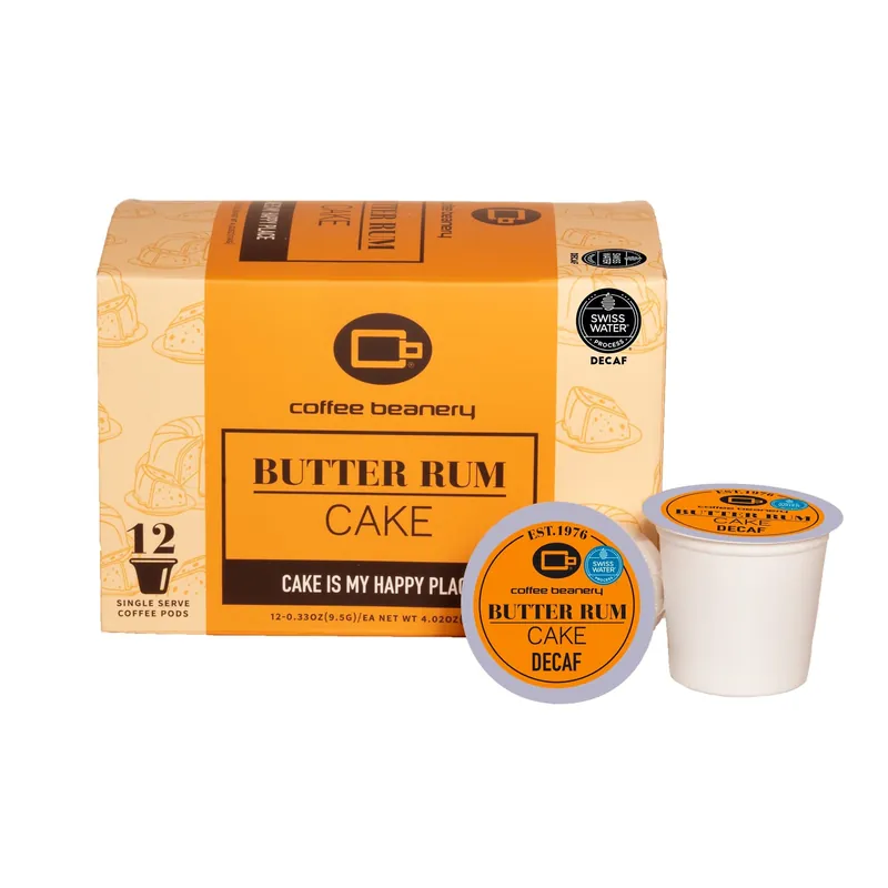 Butter Rum Cake Flavored Decaf Coffee Pods