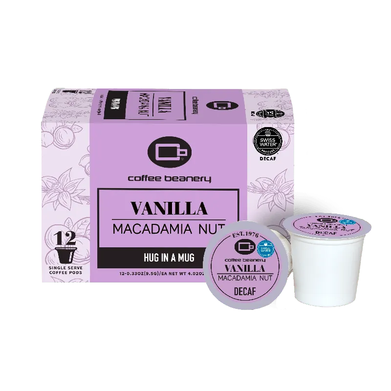 Vanilla Macadamia Nut Flavored Decaf Coffee Pods